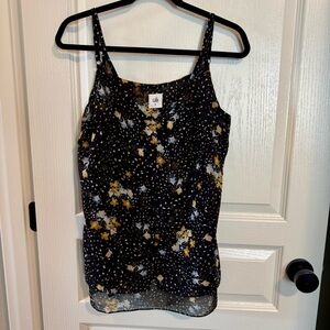CAbi Women's Black and Yellow Patterned Camisole Top